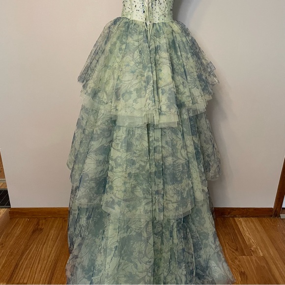 Dimitra Designs Floral Beaded Mesh Corset Layered Tulle Fairytale Prom Dress - Picture 11 of 16
